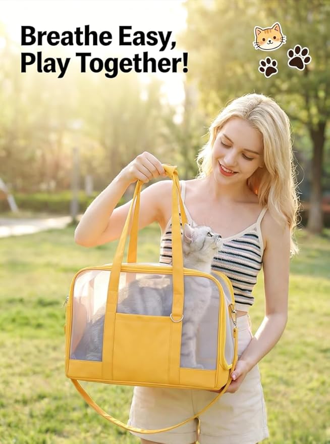 Dog Purse Carrier for Small Dogs-Pet Carrier Purse for Kitty and Puppy Soft Sided Carrier with Breathable Mesh Lightweight Pet Carrier Sling for Outing Travel Vet-Yellow