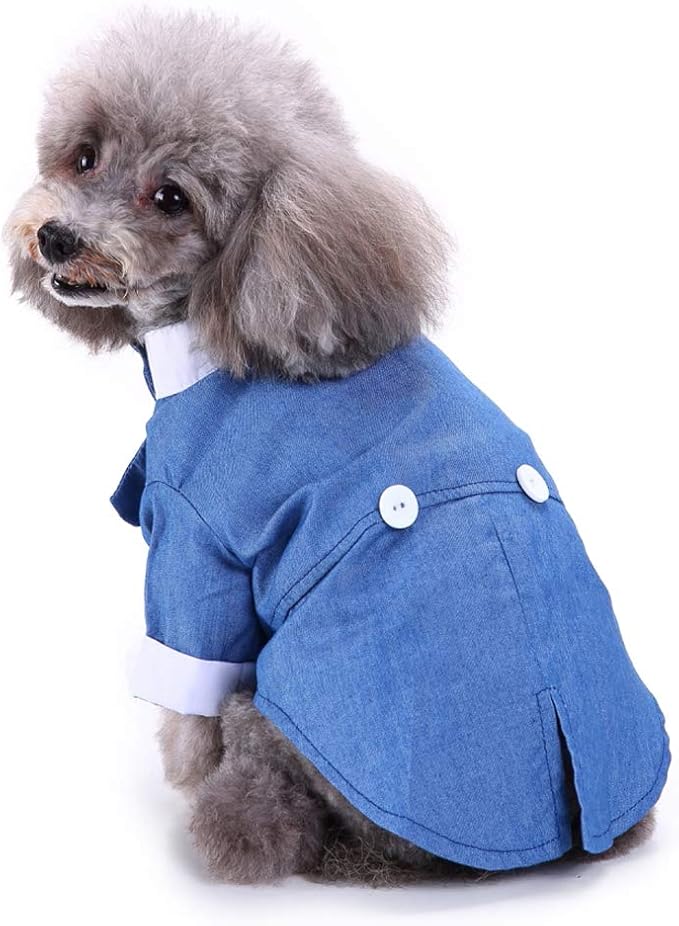 GabeFish Pets Wedding Jackets Suit for Dogs with Bow Tie Puppy Cat Formal Clothes Shirt Tuxedo (Blue, XL (Chest 18.8in/48cm)