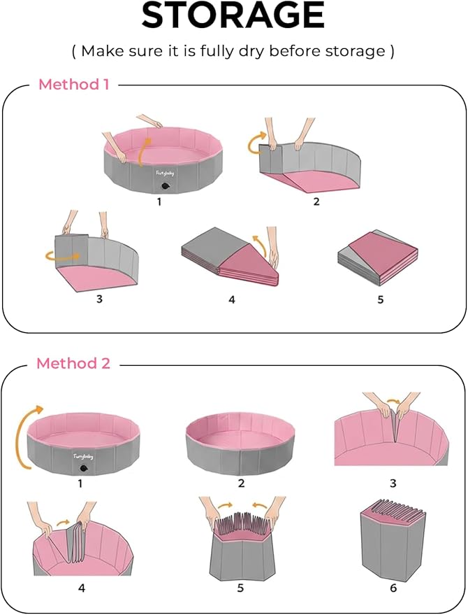 Furrybaby Dog Pool, Foldable Dog Pools for Large Dogs Portable Kiddie Pool Pet Doggie Wading Swimming (Pink 63'') Indoor and Outdoor