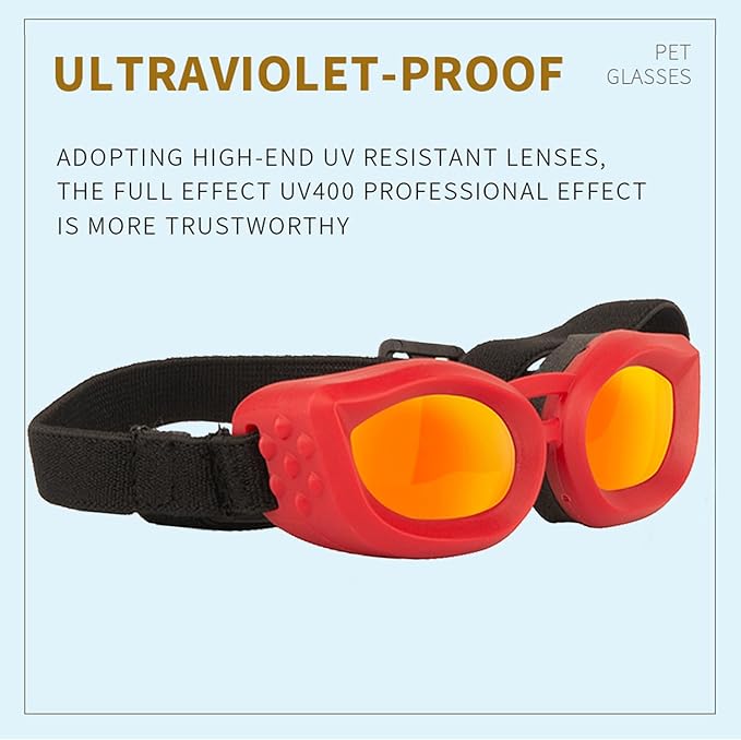 Dog Goggles Small Breed, UV/Wind/Dust/Fog Protection Pet Sunglasses with Adjustable Strap,Outdoor Dog Sunglasses for Small Dogs,Easy Wear