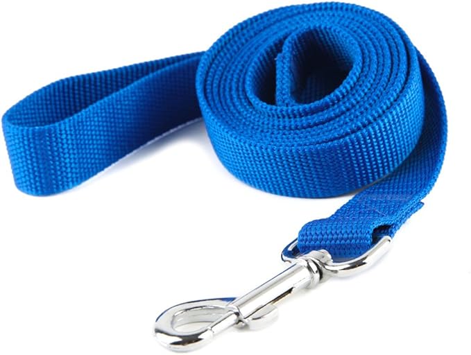 Nylon Dog Training Leash, Traction Rope, 4Ft /5 Foot /6 Feet Long, 5/8 inch 3/4 Inch 1 Inch Wide, for Small and Medium Dogs (1'' x 7 FT, Blue)