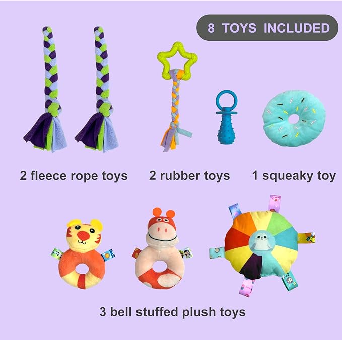 DOZZOPET Puppy Play Gym for Small Dogs with 8 Hanging Toys, Jungle Playground with Interactive Funny Enrichment Toys to Keep Them Busy