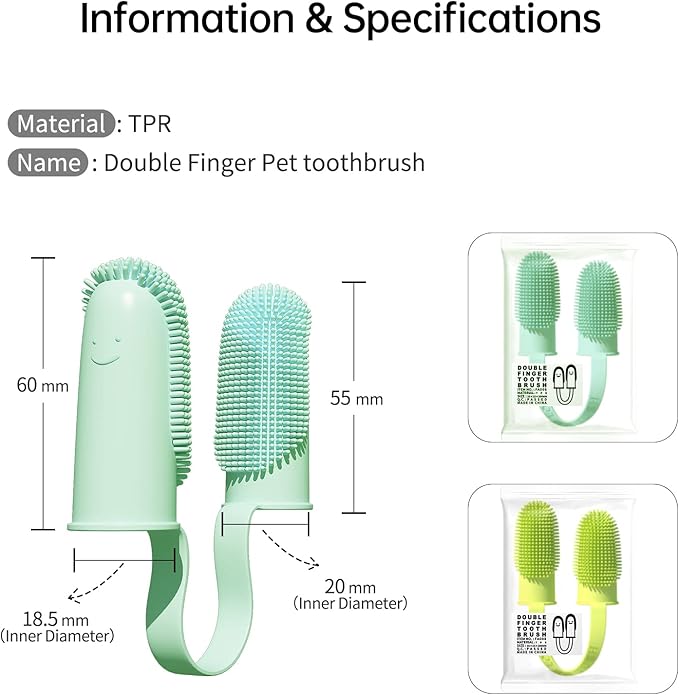 2 Pack Toothbrush for Dog,135ºSurround Bristles for Easy Teeth Cleaning, Finger Tooth Brush Dental Care for Puppies, Cats and Small Pets