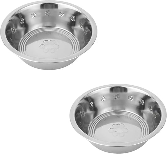 2-Pack Stainless Steel Dog and Cat Bowls 2.5 Cups (0.6L), Durable Metal Pet Food & Water Dish for Small Pets – Rust-Resistant