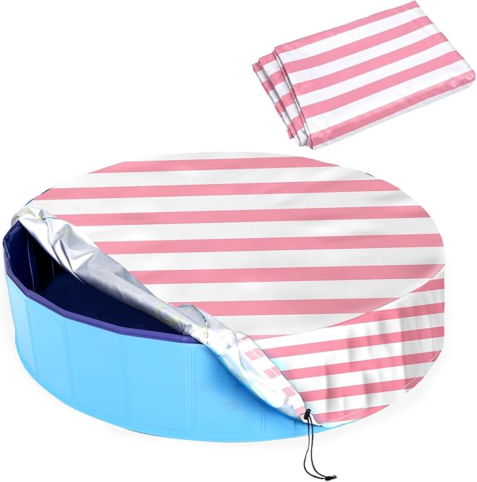 Foldable Round Dog Swimming Pool Cover, for 32 "/63“/48” Collapsible Outdoor Tub, PVC Coating Waterproof and UV Protection, Leakproof Washable Kiddie Pet Small Paddling Bath Accessories