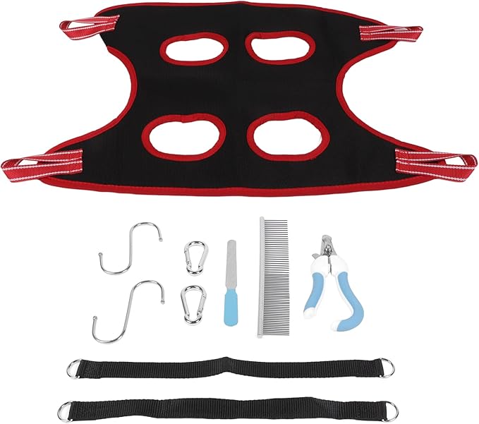 Dog Grooming Hammock, Dog Grooming Harness Breathable Dog Sling For Grooming Dog Hammock For Nail Trim Dog Hammock Restraint Bag with Nail Clipper Comb For Puppy Cat (M)