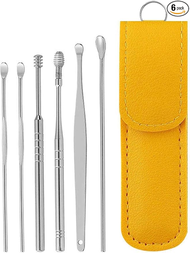 Ear Wax Removal Kit,Ear Cleaner: 6 Pcs Mini Portable Ear Scope with Stainless Steel 360° Spiral Ear Massage Cleaning Tool for Adults Kids - Ear Wax Remover with Storage Box
