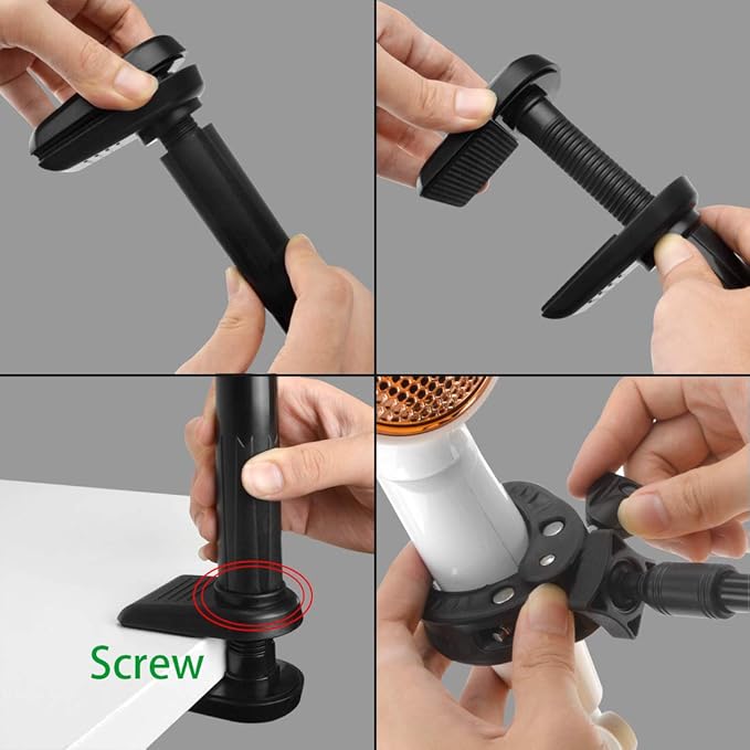 Dog Pet Grooming Table Hair Dryer Stand Holder Hands, Adjustable Flexible Third Arm Hose Tube Holder with Clamp (Black)