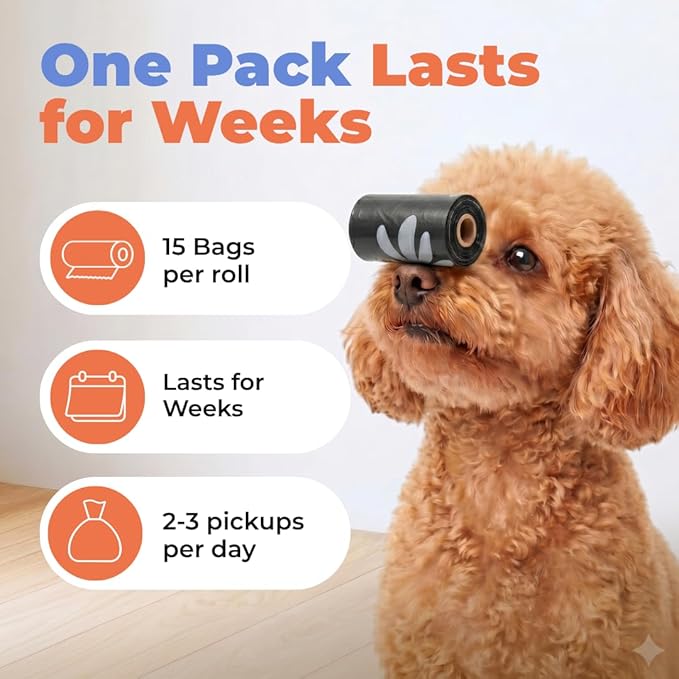 Best Pet Supplies Dog Poop Bags for Waste Refuse Cleanup, Doggy Roll Replacements for Outdoor Puppy Walking and Travel, Leak Proof and Tear Resistant, Thick Plastic - Black (Unscented), 150 Bags