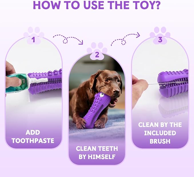 Dog Toys for Aggressive Chewers, Indestructible Dog Chew Toys for Medium Large Breed, Interactive Tough Dog Squeaky Toys to Keep Them Busy, Natural Rubber Durable Dog Toothbrush Teeth Cleaning Toys