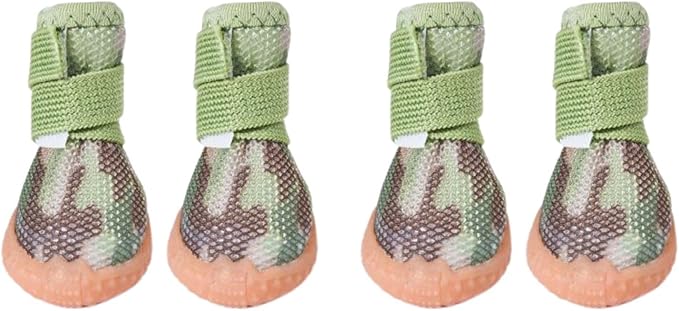 Dog Boots & Paw Protectors for Summer Hot Pavement Puppy Shoes with Anti-Slip Rubber Soles Pet Socks for Small Medium Dogs_1#(Camouflage Green)