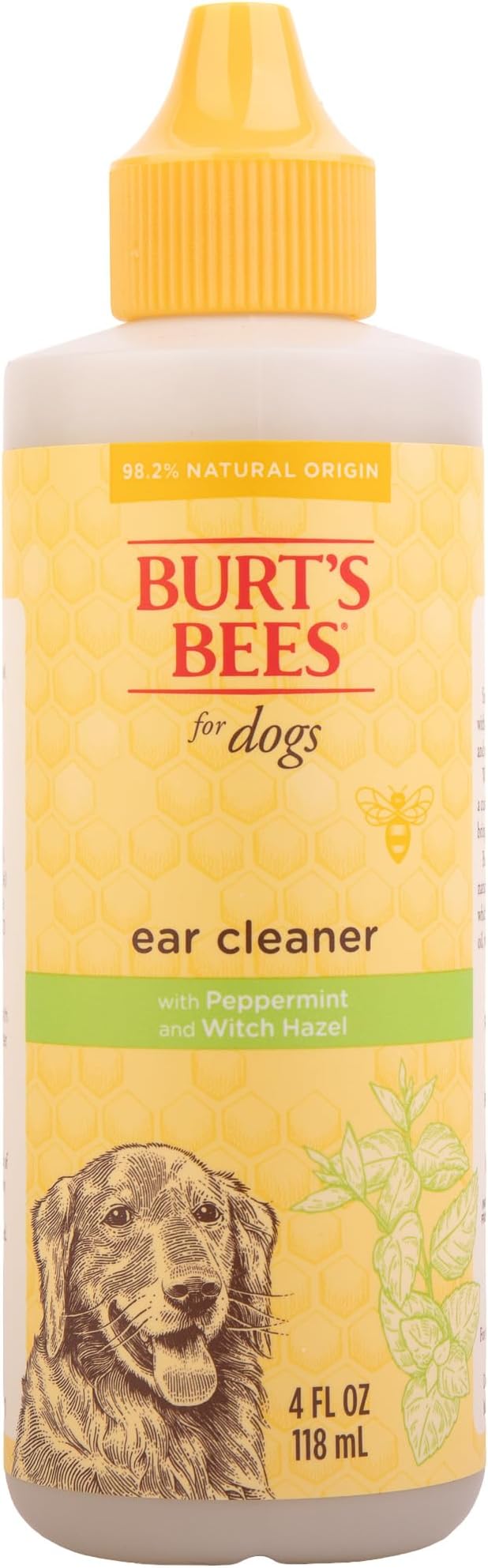 Burt's Bees for Pets Natural Ear Cleaner for Dogs with Peppermint and Witch Hazel, 99.7% Natural Origin Formula, Dog Ear Cleaning Solution for Dogs and Puppies, 4 Fl Oz - 24 Pack