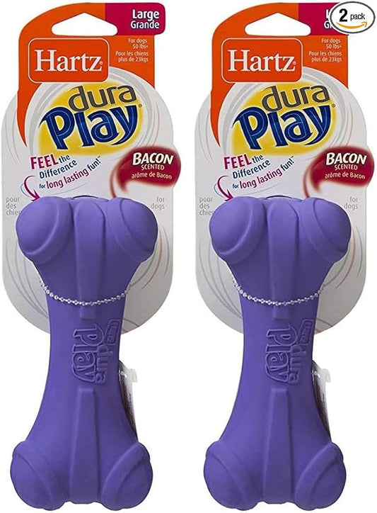 Hartz DuraPlay Bacon Scented Dog Toys, Large (Color May Vary) (Pack of 2)