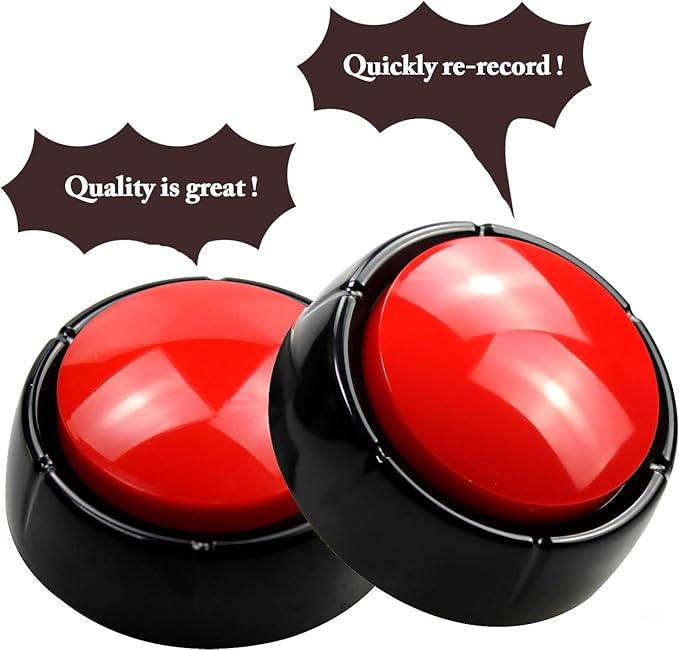 Recording Button - Funny Talking Dog Button for Pet Communication & Classroom Activities, Easy Record & Playback Sound Buttons, Office Toys with Multifunctional Voice Message Feature (Red)