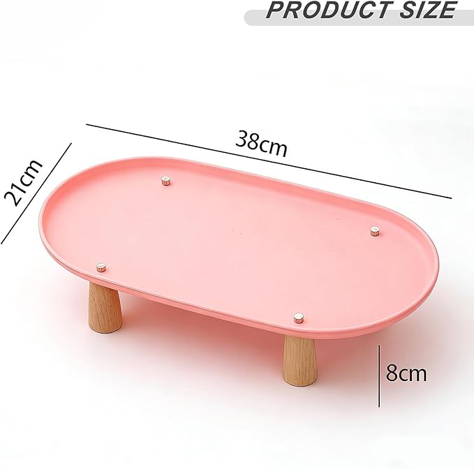 Generic Cat Bowl Raised Stand Rack to Protect Cat Neck Sturdy Non Slip Stable for Feeder Stand Elevated Holder, Pink 38cmx21cm