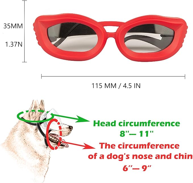 Dog Goggles Small Breed, UV/Wind/Dust/Fog Protection Pet Sunglasses with Adjustable Strap,Outdoor Dog Sunglasses for Small Dogs,Easy Wear