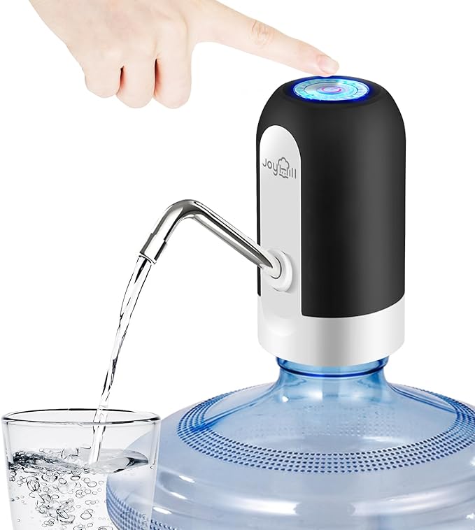 JOYHILL 5 Gallon Water Bottle Dispenser, USB Charging Water Bottle Pump, Portable Water Dispenser Pump for Camping（Black）