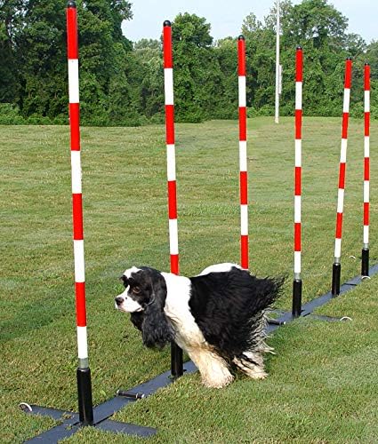 DogSport Dog Agility Weave Poles with Adjustable Spacing (Black)