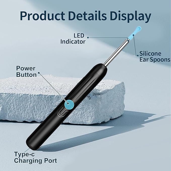 Ear Wax Removal Kit,Earwax Removal Tools with 1080P HD Camera and 6 LED Lights,IP67 Waterproof,Multi-Purpose 8 Pcs Ear Cleaning Kit,Easy to Use,Ear Cleaner with Camera for iOS and Android