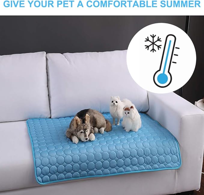 Coppthinktu Dog Cooling Mat for Dogs Self Cooling, Summer Dog Cooling Pad for Small Medium Large Dogs Cats, Pet Ice Silk Blankets Sleeping Mat, Outdoor Dog Self Cooling Crate Mats Washable Portable