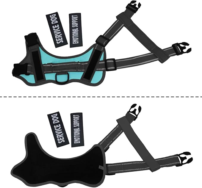 voopet Service Dog Harness, Emotional Support Pet Vest Harness, Reflective Breathable and Adjustable No-Pull ESA Dog Harness for Small Medium Large Dogs (with 4 PCS Removeable Tags)