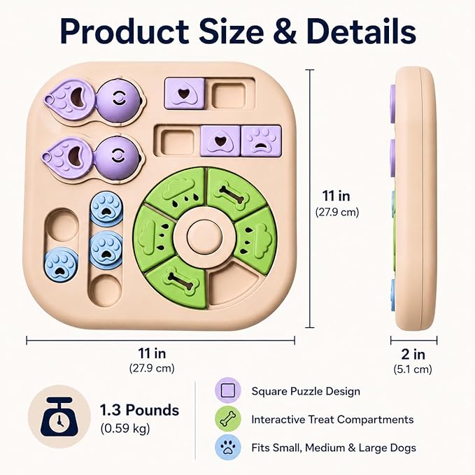 Tee Shirt Galaxy Interactive Dog Treat Puzzle Toys Durable, Dog Puzzle Toy IQ Training Slow Feeder for Large Medium Small Dogs, Squeak Enrichment & Mental Stimulation,Khaki