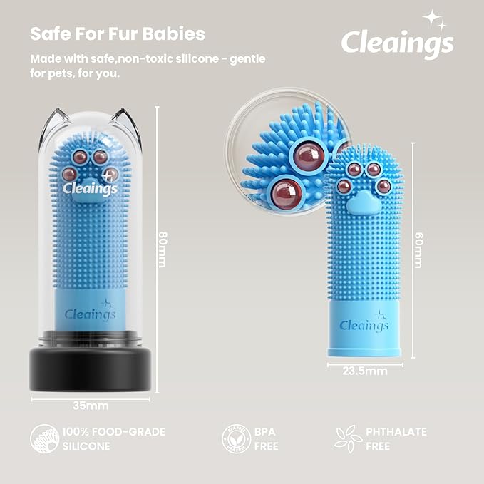 Dog Finger Toothbrush with Flavor Burst Beads, 360° Silicone Dog Toothbrush Kit for Dogs & Cats, Deep Teeth Cleaning, (36 Beads per Brush), No Pet Toothpaste Needed - 2 Pcs Lamb Flavor