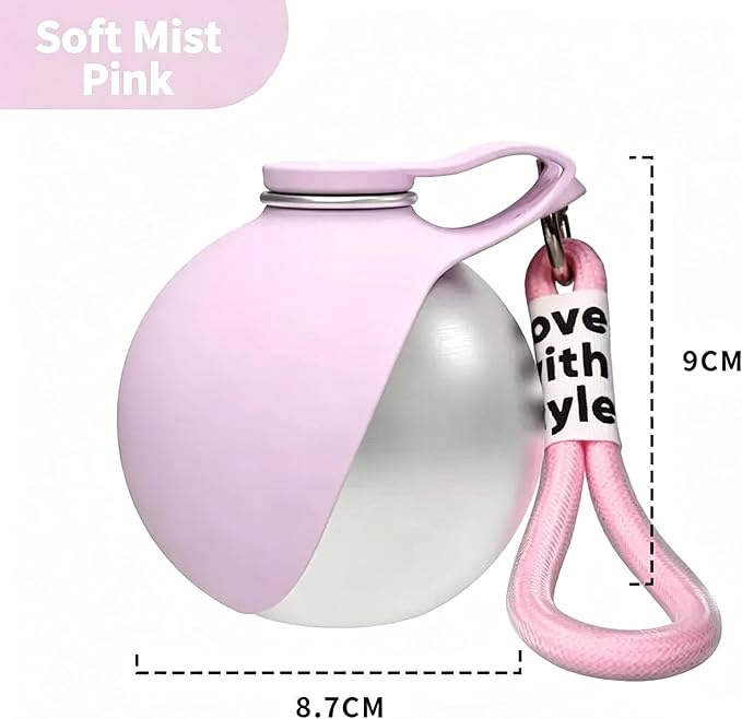 Portable Dog Water Bottle, 304 Stainless Steel Foldable Pet Water Cup, Leak-Proof Travel Water Dispenser with Foldable Silicone Bowl, 285ml Large Capacity for Dogs Cats Outdoor Walking Hiking