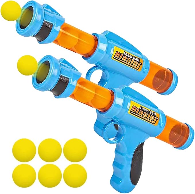 ArtCreativity Foam Ball Launcher Blasters Set of 2 - Air Powered Ball Shooters for Kids with 12 Soft Foam Balls, Safe Pop Guns for Boys & Girls, Fun Outdoor Play Toy Gift