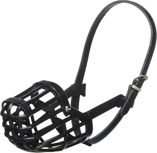 OmniPet Leather Brothers Italian Basket Dog Muzzle, Adjustable Secure Fit, Comfortable Design, Training and Safety, Averts Biting, Prevents Chewing and Scavenging, Perfect for Grooming - Black, Size 4