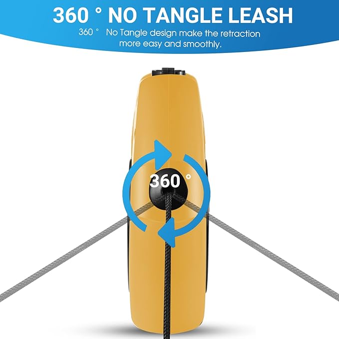 Retractable Dog Leash, 26 Ft Heavy Duty Pet Walking Leash for Small Medium Large Dogs up to 99lbs, Anti-Slip Handle, 360 ° No Tangle, Nylon Tape, One-Handed Brake (Yellow)