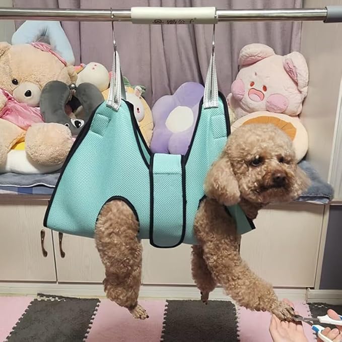 Dog Grooming Hammock, Cat Hanging Harness for Nail Trimming with Nail Clippers, Dog Sling for Nail Clipping, Grooming Harness for Dogs at Home (Blue, s)
