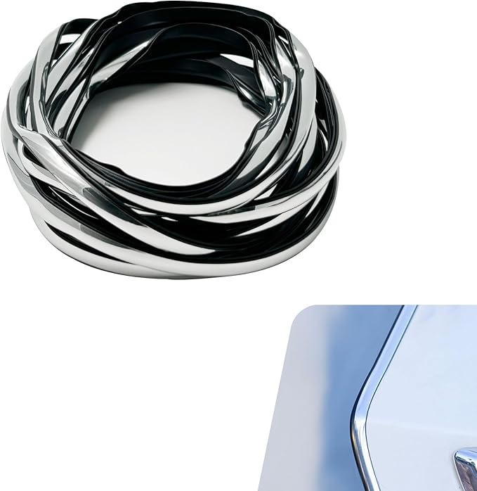 Car Door Edge Guard, 16.4Ft (5m) U Shaped Door Edge Protector Strip, Anti-Scuff Moulding Trim, Universal Car Exterior Decor Accessory for Most Cars (Silver)