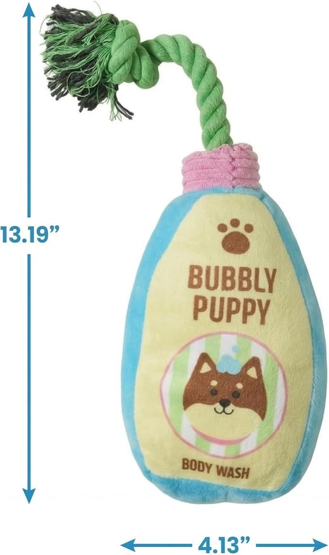 2-Pack Funny Squeaky Dog Toy Bundle - Cute Body Wash & Shower Head Plush Set - Interactive Spa Themed Soft Stuffed Toys for Puppies, Small & Medium Dogs - Dog Bath Time Gift