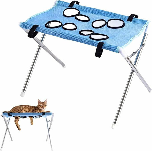 Pet Grooming Hammock with Washing Eight Hole Hammock Helper Hanging Harness for Picking Ears Nail Clipping Home (Blue)