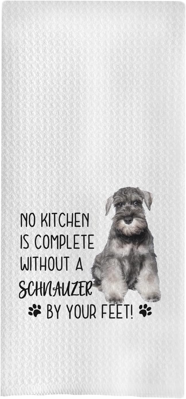 Schnauzer Kitchen Towels - Schnauzer Gifts for Schnauzer Lovers Women, Schnauzer Hand Towels Dish Towels, Schnauzer Stuff,Schnauzer No Kitchen is Complete Without Schnauzer, 16x24 Inch