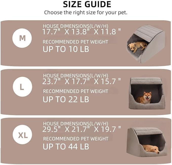 Extra Large Dog Bed House, Cozy Dog House Indoor, Memory Sponge, Plush Dog Cave Bed Crate Cushion with Non-Slip Bottom for Medium Large Dogs (Grey, XL)