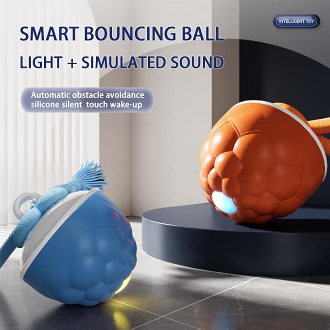 Power Tail 2.0 Pet Toy, Motion Activated Interactive Dog & Cat Toy - Squeaky Active Rolling Ball with Flashing Colorful Lights, Smart Jumping Ball for Small & Medium Pets