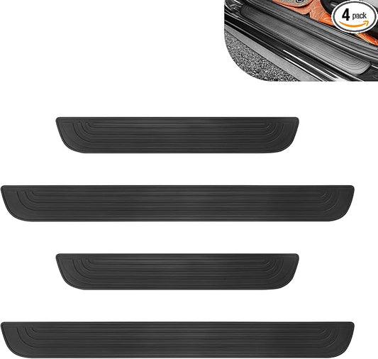 4PCS Car Door Sill Protector, Anti-Scratch Door Edge Guards Protector, Rubber Car Door Sills Scratch Protection, Universal Auto Threshold Pedal Edge Protector Strip (Black, Width 2.36")