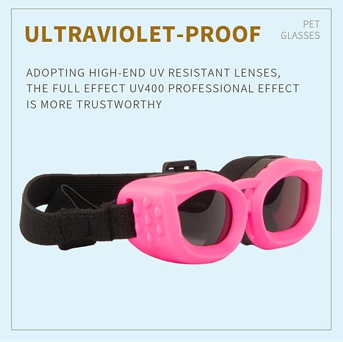 Dog Goggles Small Breed, UV/Wind/Dust/Fog Protection Pet Sunglasses with Adjustable Strap,Outdoor Dog Sunglasses for Small Dogs,Easy Wear