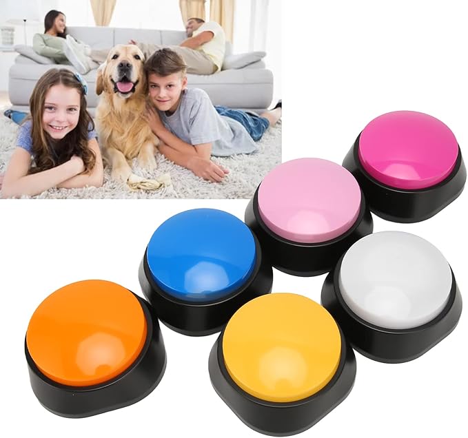 Cuifati Dog Buttons for Communication, 6 Pcs Dog Talking Set, 30s Voice Recordable Pet Training Buzzer, Speaking Buttons for Cats & Dogs Voice Recording