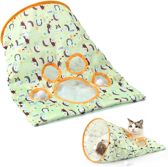 Cat Sack Hide & Seek Tunnel Bags - Interactive Cat Toy with Plush Ball & Crinkle Paper