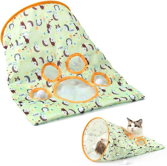 Cat Sack Hide & Seek Tunnel Bags - Interactive Cat Toy with Plush Ball & Crinkle Paper