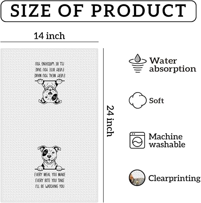 Pitbull Gifts Kitchen Towels 24x14 Inch, Pitbull Mom Gifts for Woman, pit bull Decor Hand Towels for Kitchen Bathroom Decor, Waffle Weave Microfiber Absorbent Dish Towel Tea Towel, Dog Lover Gifts