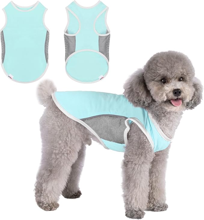 UPF 50+ Sun Protection Dog Shirt for Small Dogs - Breathable Sleeveless Vest with Reflective Strips, Sports Fan Pet T-Shirt, Lightweight UV Protective Apparel P23ST00501S