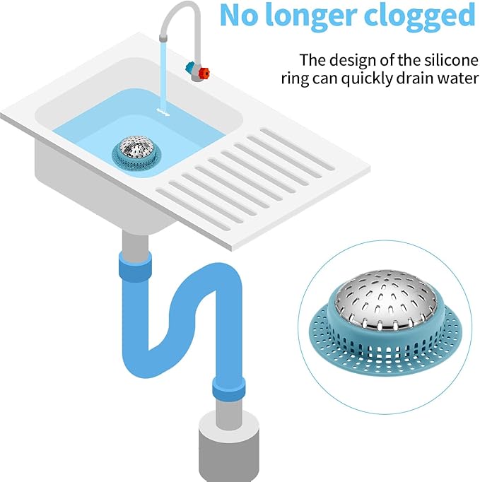 Aluvor Bathtub Drain Hair Catcher Shower Drain Cover Sink Drain Protector for Pop-Up & Regular Drains, Sky Blue