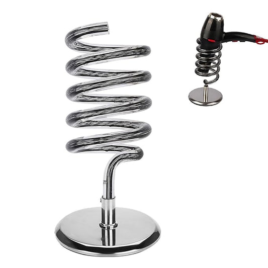 Hair Dryer Holder Countertop, Acrylic Hair Dryer Stand with Stainless Steel Base, Countertop Spiral Blow Dryer Holder Hair Tool Organizer for Bathroom, Vanity, Salon, Home