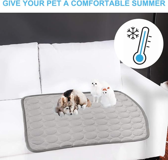 Coppthinktu Dog Cooling Mat for Dogs Self Cooling, Summer Dog Cooling Pad for Small Medium Large Dogs Cats, Pet Ice Silk Blankets Sleeping Mat, Outdoor Dog Self Cooling Crate Mats Washable Portable