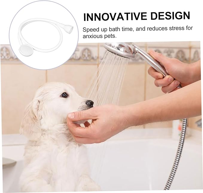 Creative Handheld Pet Bath Sprayer White Shower Tool for Dogs Cats Flexible Design for Easy Shampooing Rinsing Includes Adapters for Shower Garden Hose