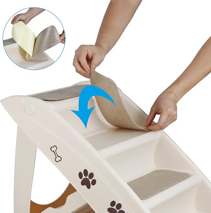 ZENY Folding Dog Stairs, Portable Indoor/Outdoor Pet Steps for Bed, Couch, Car, Pet Stairs for Small Pet Dog/Cat